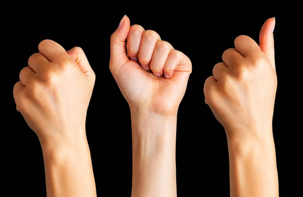 Conjunto de puño cerrado de mujer. Concepto de unidad, lucha o cooperación — Foto de Stock