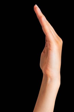 El açık gösterilen kadın alarak ya da bir şeyler gösteriyor