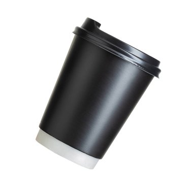 Beyaz arka plan üzerinde tek kullanımlık üst kapak ile kahve kağıdı içme fincan Mockup.