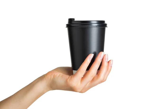 Ženská ruka držící hrnek na pití kávy — Stock fotografie