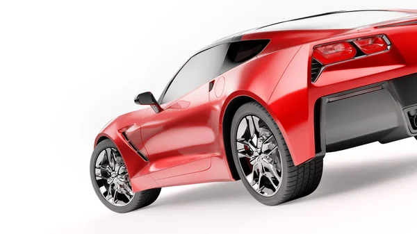 Vista posteriore di un SUV sportivo rosso isolato su sfondo bianco. — Foto Stock