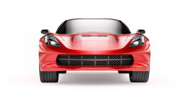 Vista frontale di un SUV sportivo rosso isolato su sfondo bianco. — Foto Stock