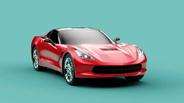 Vista frontale di una concept car sportiva rossa su sfondo verde. — Foto Stock