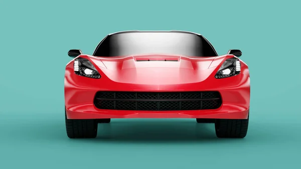 Vista frontale di una concept car sportiva rossa su sfondo verde. — Foto Stock