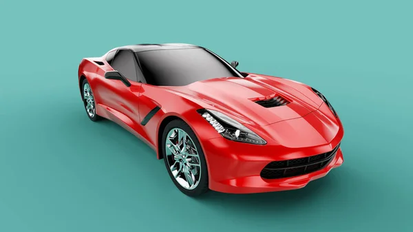 Vista frontale di una concept car sportiva rossa su sfondo verde. — Foto Stock