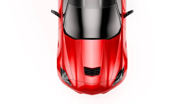 Vista superior de un coche SUV deportivo rojo aislado sobre fondo blanco. — Foto de Stock