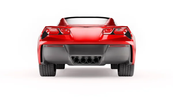 Widok z tyłu czerwony samochód sportowy SUV izolowany na białym tle. — Zdjęcie stockowe