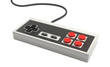 Beyaz arkaplandaki Retro bilgisayar oyun denetleyici joystick