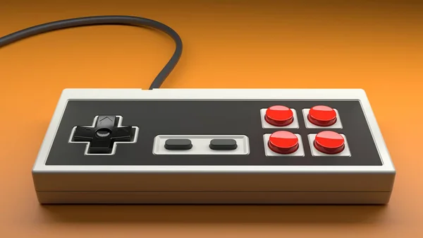 Ρετρό Χειριστήριο Παιχνιδιών Υπολογιστή Κόκκινα Και Μαύρα Κουμπιά Λευκό Φόντο — Φωτογραφία Αρχείου
