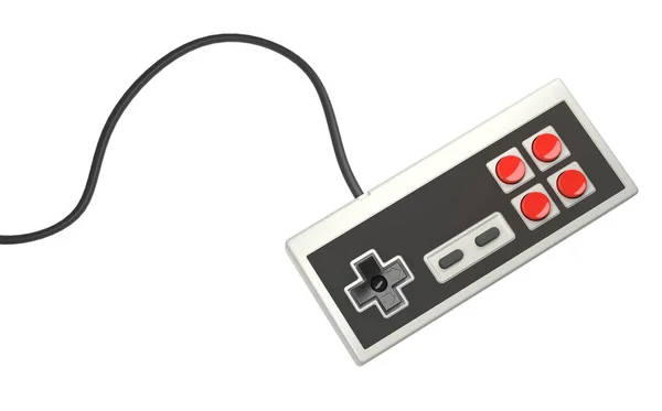 Ρετρό Χειριστήριο Παιχνιδιών Υπολογιστή Κόκκινα Και Μαύρα Κουμπιά Λευκό Φόντο — Φωτογραφία Αρχείου