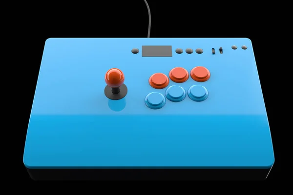 Máquina de jogo de arcade vintage com controladores coloridos isolados em preto — Fotografia de Stock