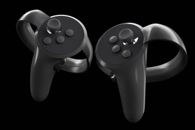 Çevrimiçi ve bulut oyunları için sanal gerçeklik denetleyicileri siyahta izole