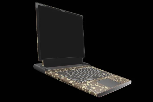 3D-Rendering moderner Gaming-Laptops mit RGB-Lichtern isoliert auf Schwarz — Stockfoto