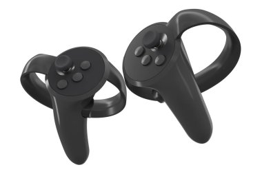 Çevrimiçi ve bulut oyunları için sanal gerçeklik kontrolörleri kırpma yolu ile beyaza izole edildi. Artırılmış gerçeklik ya da VR için 3B görüntüleme aygıtı