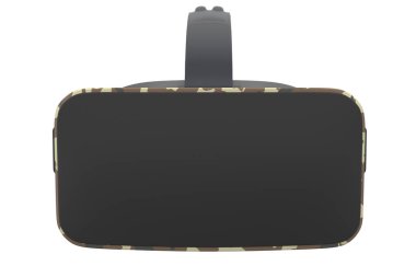 Kırpma yolu olan beyaz renkli sanal gerçeklik gözlükleri. Artırılmış gerçeklikte veya sanal oyunlarda sanal tasarım için 3d gözlük oluşturma