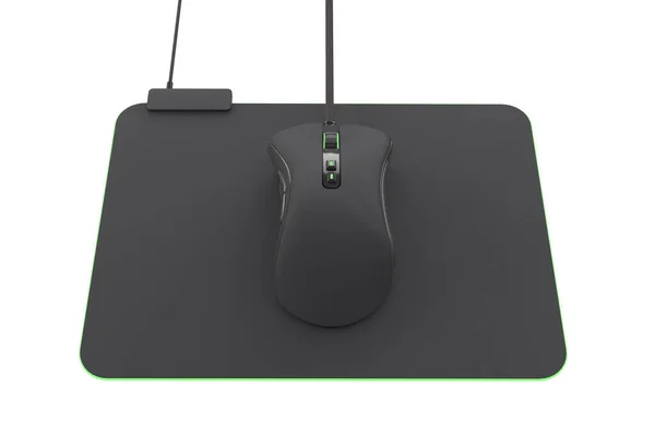 Modern gaming mouse on professional pad isolated on white background with clipping path. 3d rendering and Live Streaming concept