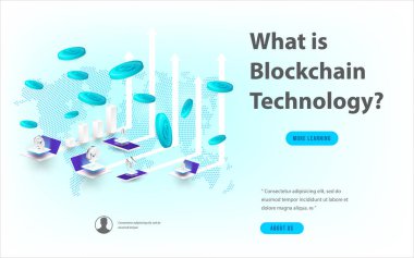 Büyük veri işleme, enerji istasyonu gelecek, veri merkezi, Cryptocurrency ve blockchain izometrik kompozisyon akıllı nesne ve akıllı teknoloji tasarım kavramı. blockchain başlangıç üzerinde çalışmak için.