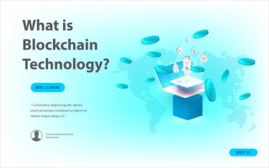 Büyük veri işleme, enerji istasyonu gelecek, veri merkezi, Cryptocurrency ve blockchain izometrik kompozisyon akıllı nesne ve akıllı teknoloji tasarım kavramı. blockchain başlangıç üzerinde çalışmak için.