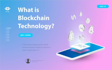 Büyük veri işleme, enerji istasyonu gelecek, veri merkezi, Cryptocurrency ve blockchain izometrik kompozisyon akıllı nesne ve akıllı teknoloji tasarım kavramı. blockchain başlangıç üzerinde çalışmak için.