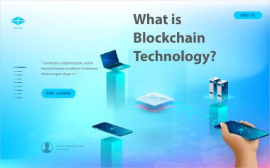 Büyük veri işleme, enerji istasyonu gelecek, veri merkezi, Cryptocurrency ve blockchain izometrik kompozisyon akıllı nesne ve akıllı teknoloji tasarım kavramı. blockchain başlangıç üzerinde çalışmak için.