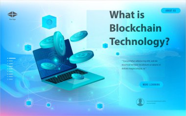 Büyük veri işleme, enerji istasyonu gelecek, veri merkezi, Cryptocurrency ve blockchain izometrik kompozisyon akıllı nesne ve akıllı teknoloji tasarım kavramı. blockchain başlangıç üzerinde çalışmak için.