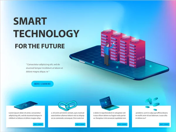 Conceito Processamento Big Data Estação Energia Futuro Data Center Criptomoeda —  Vetores de Stock