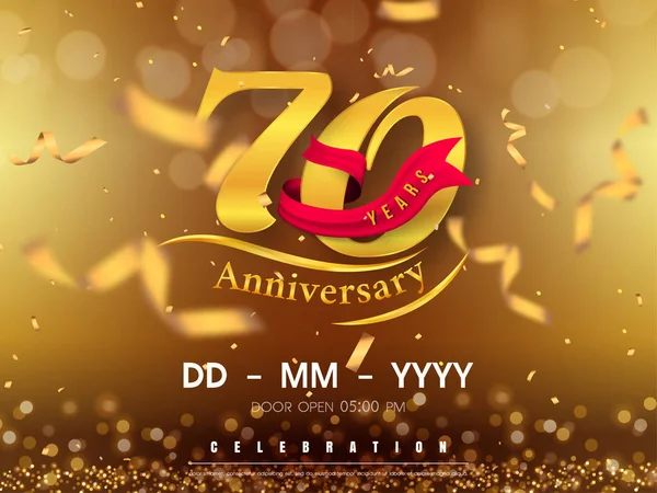 Altın arka plan üzerinde 70 yıl yıldönümü logosu şablonu. 70. cele