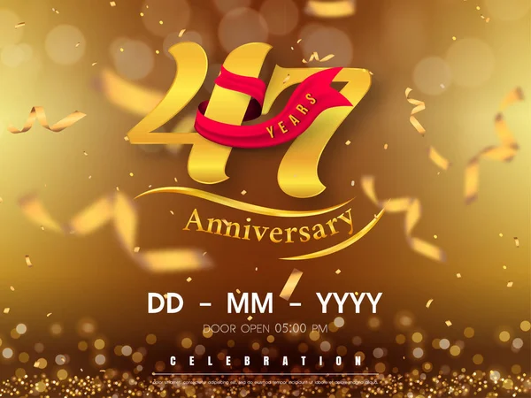 47 Jahre Jubiläum Logo-Vorlage auf goldenem Hintergrund. 47. — Stockvektor
