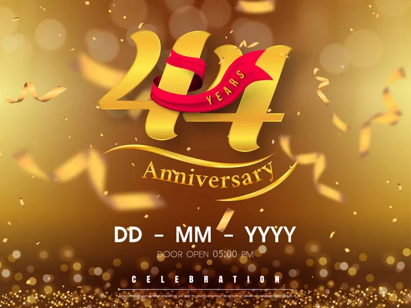 44 ans modèle de logo anniversaire sur fond d'or. 44e cele — Image vectorielle