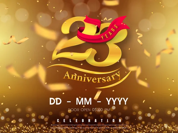 23 ans modèle de logo anniversaire sur fond d'or. 23ème cele — Image vectorielle