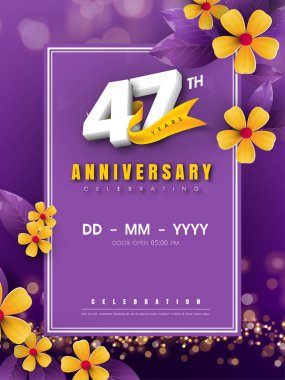 Altın çiçek ve mor b 47 yıl dönümü logo şablonu