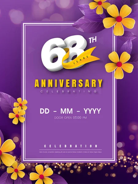 Altın çiçek ve mor b 68 yıl dönümü logo şablonu