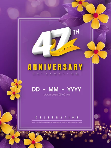 Altın çiçek ve mor b 47 yıl dönümü logo şablonu