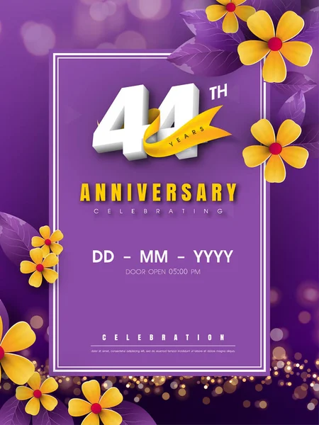 44周年标志模板金花和紫色b — 图库矢量图片