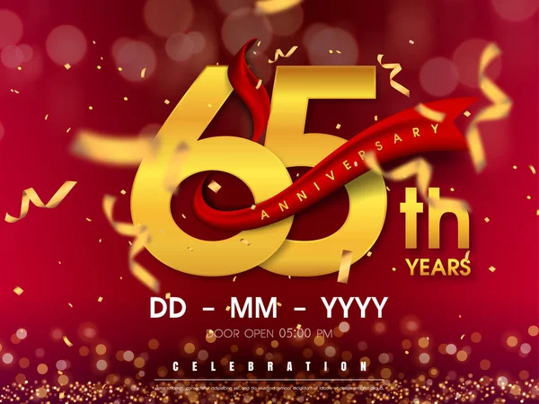 65 ans modèle de logo anniversaire sur fond d'or. 65e cele — Image vectorielle