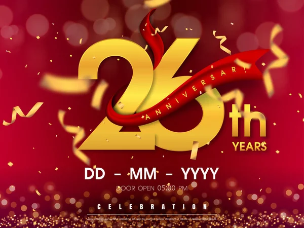 26 ans modèle de logo anniversaire sur fond d'or. 26e cele — Image vectorielle