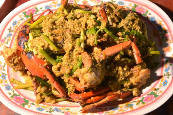 Crabe Frit Avec Poudre Curry — Photo