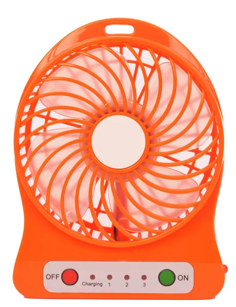Mini Ventilador Naranja Ventilador Portátil Usb Sobre Fondo Blanco —  Fotos de Stock