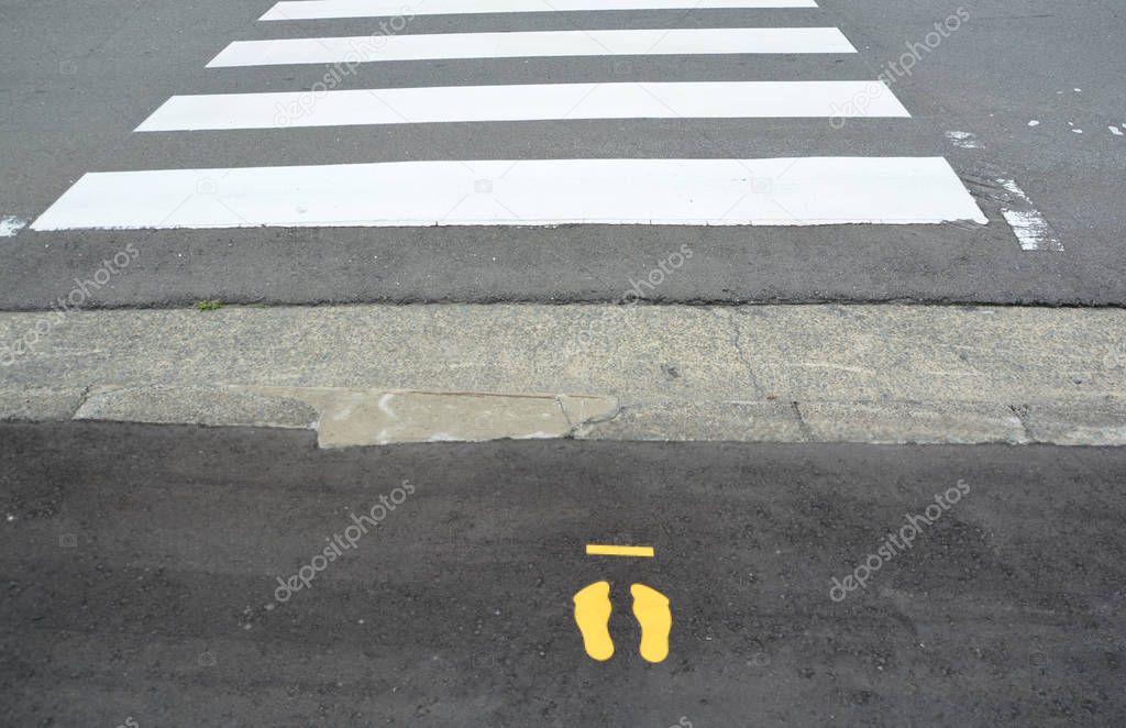 Zebra crosswalk on the road