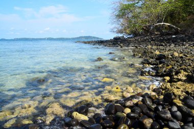 Koh Hin Ngam diğer ada aksine benzersiz bir küçük adadır. Küçük siyah kayalarla kaplı. 