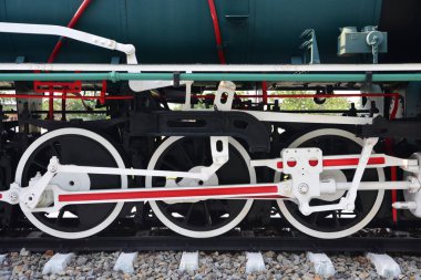 Mekanik kısım ve retro tekerlekleri lokomotif Buhar