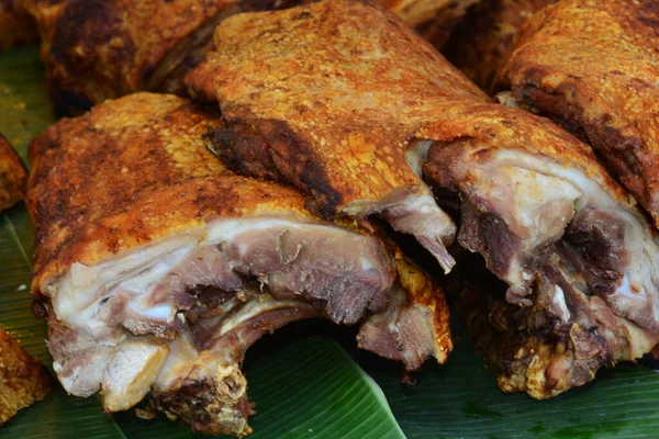 Mjuk Fokus Trang Moo Yang Roast Pork Trang Thailand Den — Stockfoto