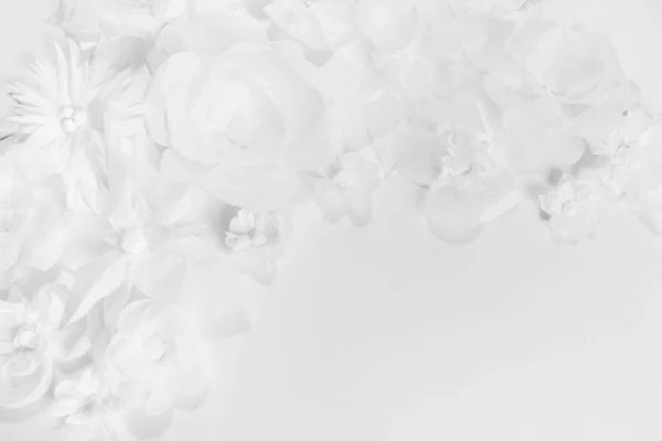 Białe Kwiaty Białym Tle Card Wszystko Jest Wykonane Papieru Miejsce — Zdjęcie stockowe