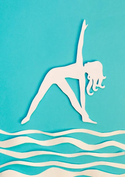 Yoga Figura Mulher Praticando Ioga Tudo Feito Papel — Fotografia de Stock