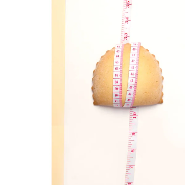 Concept Van Het Dieet Cookie Met Meten Tape — Stockfoto