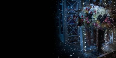 Festival dekorasyon - Noel çelenk ile çiçekli buket 