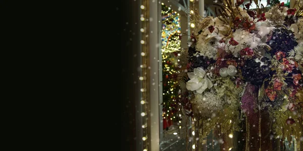 Festival dekorasyon - Noel çelenk ile çiçekli buket 