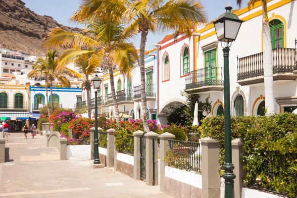 Mogan, Gran Canaria, İspanya'nın tipik mimarisi ve bitki örtüsü.