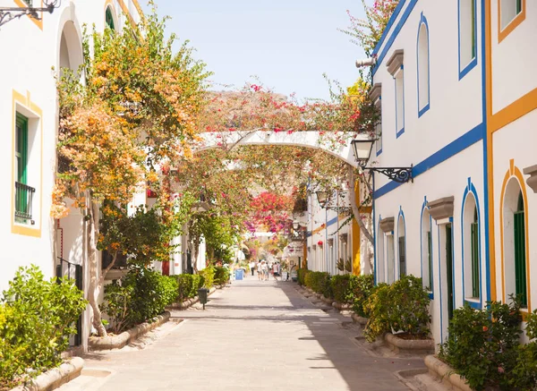 Mogan, Gran Canaria, İspanya'nın tipik mimarisi ve bitki örtüsü.