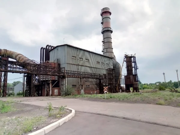 Retro abandoned factory, metal construction